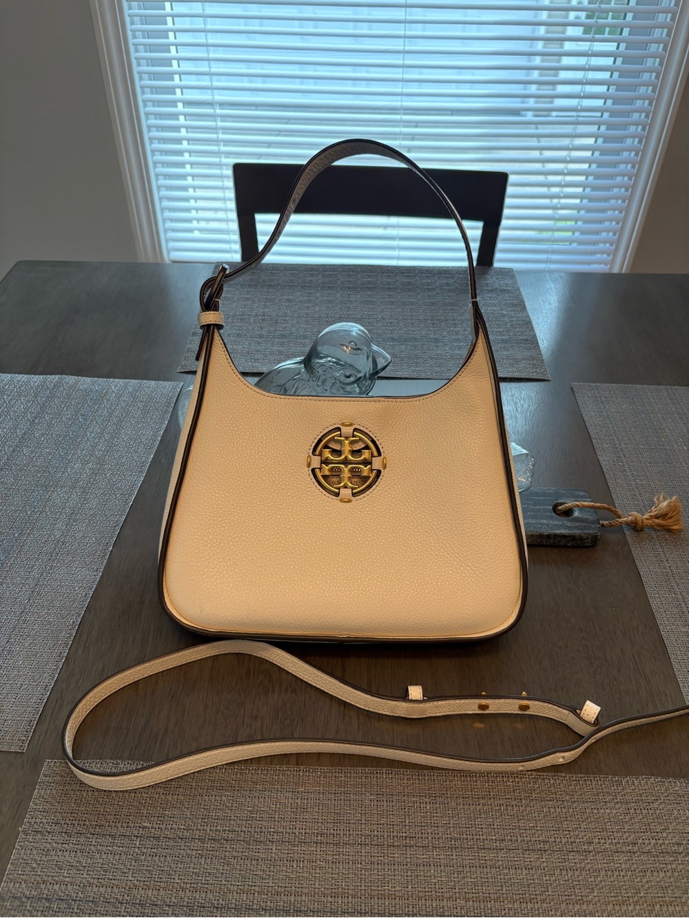 Tory Burch Miller Ivory Leather Shoulder Crossbody Bag